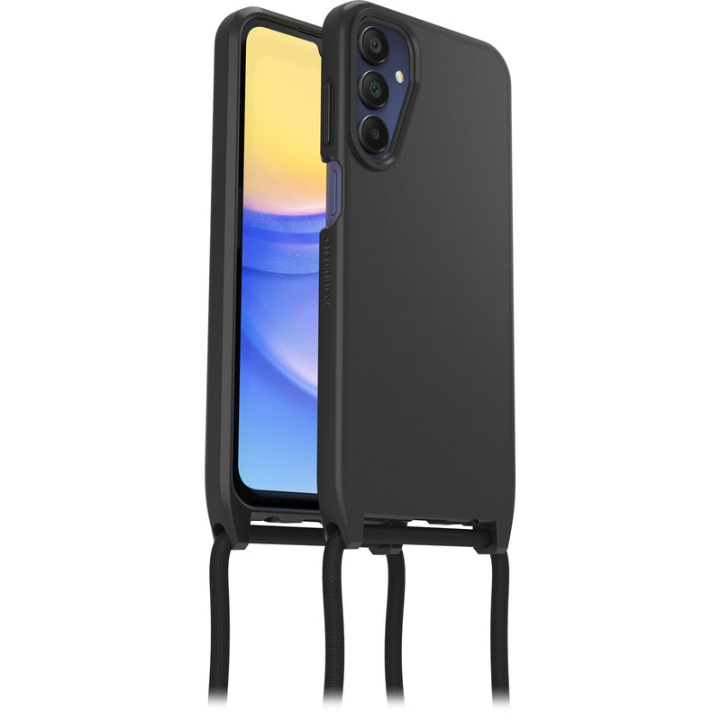 OtterBox React Necklace Samsung Galaxy A15 5G (6.5') Case - Black (77-95204),DROP+ Military Standard,Detachable Nylon Rope,7 Years