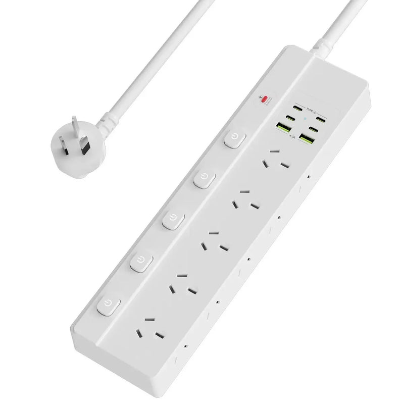 USP 16-in-1 Surge Protector Power Board with 10 AC Outlets & 6 USB Ports -(PB10S2A4C), 1.8M Extension Cable, 5