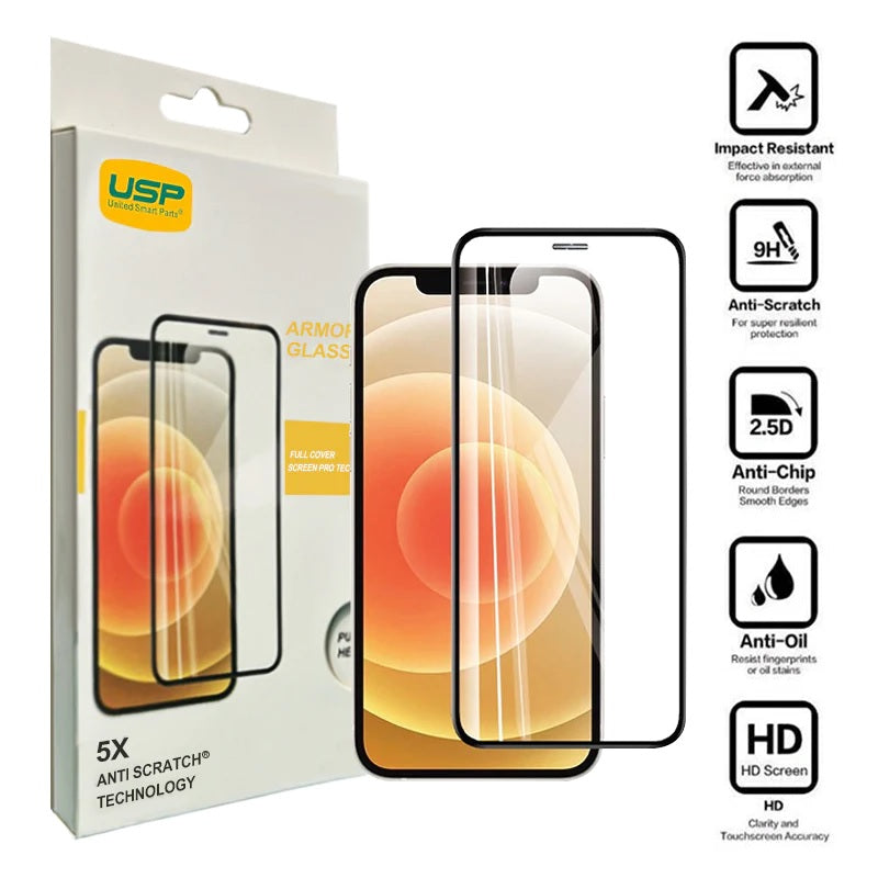 USP Apple iPhone 14 Plus / iPhone 13 Pro Max (6.7') Armor Glass Full Cover Screen Protector - Impact-Resistant, Smooth Edges, 5
