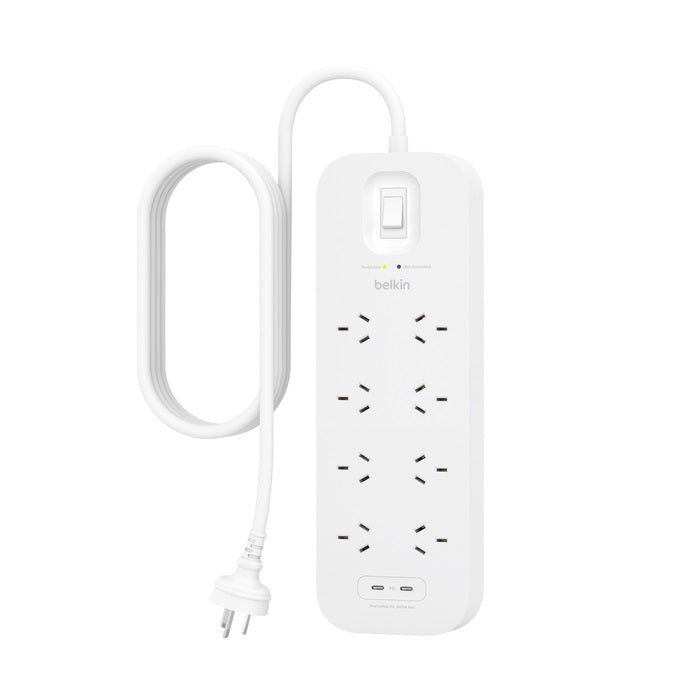 Belkin Surge Pro 8-Outlet Surge Protector With Dual USB-C Ports (SRB004AU2M) - Heavy Duty 2M Power Cord, 900 Joules, $70000 CEW, 2