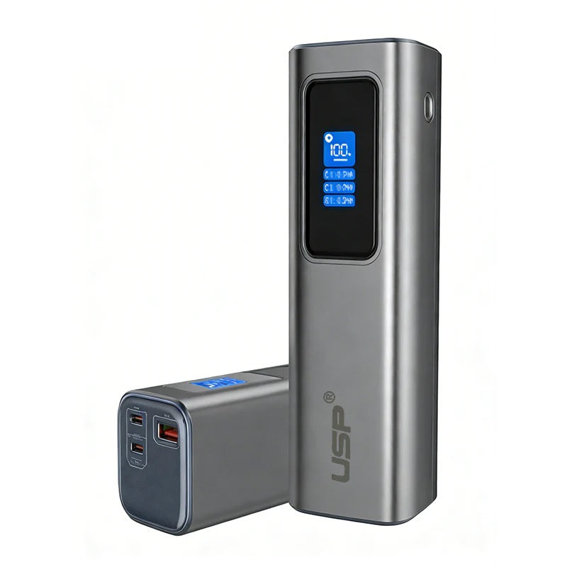 USP 27600 mAh Power Bank - Space Grey, 140W Fast Charge, 2x USB-C(65W), 1x USB-A(22.5W), Compact & lightweight, 2 Years