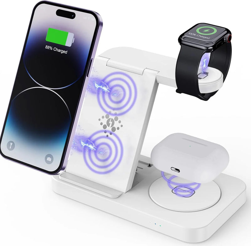 USP Samsung 3-in-1 Wireless Charging Stand, 15W, Portable & Space-Saving, Charger Station for Multiple Samsung Devices, 5