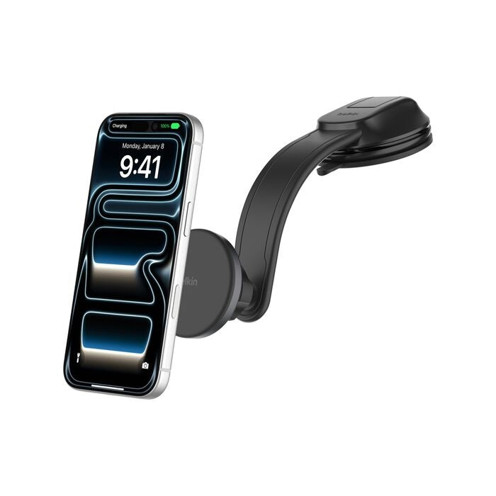 Belkin BoostCharge Magnetic Wireless Charging Car Dash Mount With Qi2 15W + USB-C Cable (1M) + 27W Car Adapter - Black (WIC011fqBK), 2