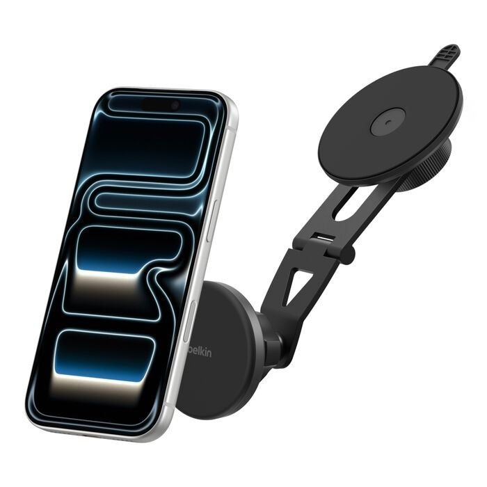 Belkin Boostcharge Magnetic Wireless Charging EV mount With Qi2 15W + USB-C Cable (1M) + 27W Car Adapter - Black (WIC013fqBK), 2 Year