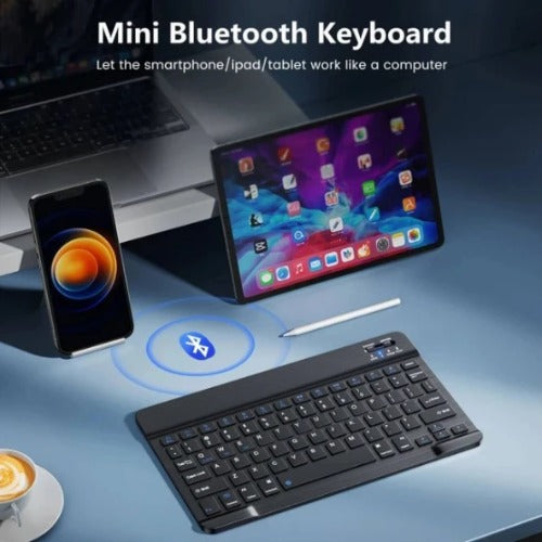 USP Bluetooth Wireless Keyboard – Rechargeable, Ultra-Thin & Portable, Compatible - iPad, Mac, PC, & Android devices, Bluetooth 5.0, 3