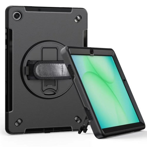 USP Samsung Galaxy Tab A9+ (11') Case Black - Built-in-Kickstand, Hand & Shoulder Strap, DropProof, Pen holder, ShockProof, 5