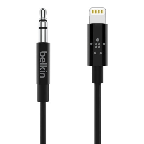 Belkin 3.5 mm Audio Cable With Lightning Connector (0.9M) - Black(AV10172bt03-BLK), High Resolution Audio, MFI-Certified, Apple, 2