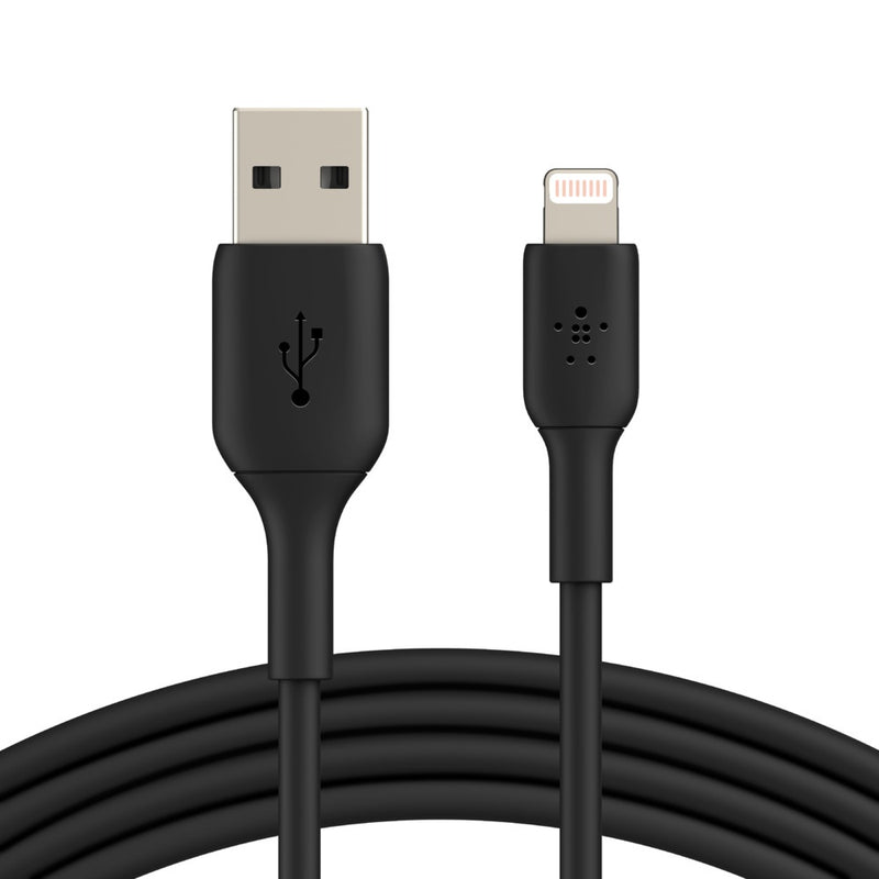 Belkin BoostCharge Lightning to USB-A Cable (1M) - Black (CAA001bt1MBK), 2.4A/12W, 480Mbps, 25K+ Bends, Apple iPhone, MFI-Certified, 2 Years