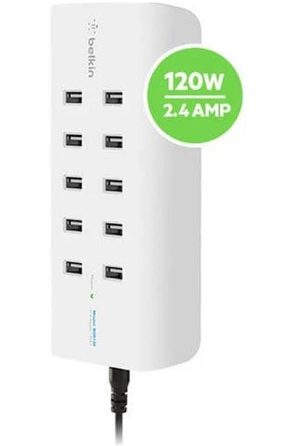 Belkin RockStar™ 10-Port USB-A Charging Station - White (B2B139au), Intelligent Charging,120W, Overcurrent protection, CEW $5000, 2