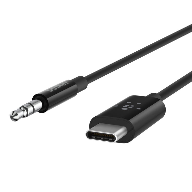 Belkin RockStar USB-C to 3.5mm Audio Cable (0.9M) - Black (F7U079bt03-BLK), Superior Audio, Apple iPhone, USB-IF Certified, 2