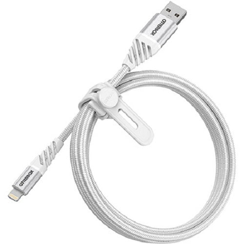 OtterBox Lightning to USB-A Premium Cable (1M) - White (78-52640), 3 AMPS (60W), MFi,10K Bend/Flex,480Mbps Transfer,Braided, 2 Years