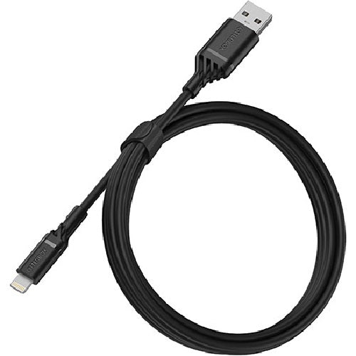 OtterBox Lightning to USB-A (2.0) Cable (1M) - Black (78-52525), 3 AMPS (60W), MFi, 3K Bend/Flex, 480Mbps Transfer, Durable, 2 Years