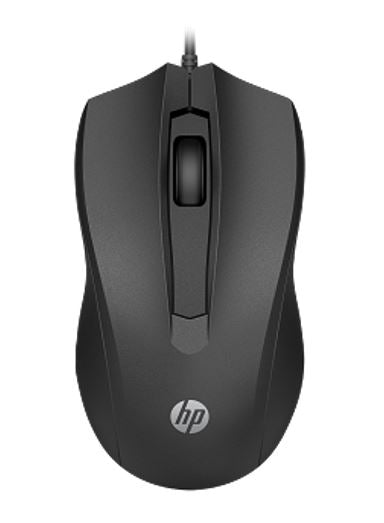 HP Wired Desktop 100 Mouse 1200dpi 3 Buttons Wired USB-A Connector Precise Red Optical Sensor 1.2M Cable Length Black 1YR WTY