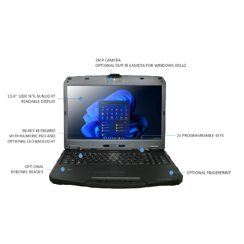 DURABOOK S15, 15' FHD, IntelÂ® Coreâ„¢ i5-1235U, Windows 11, 8GB RAM, 256GB PCIe SSD,Wi-Fi 6E, Bluetooth v5.3, 2MP Front Camera, 3 year