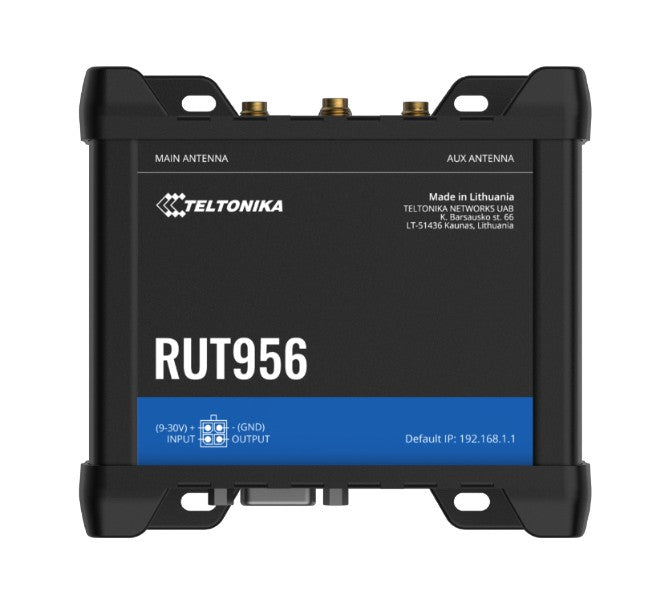 Teltonika RUT956 Industrial Cellular Router, Dual-SIM Cellular 4G LTE, WAN Failover with 4x Ethernet Ports, GPS, 2-Year   , PSU included