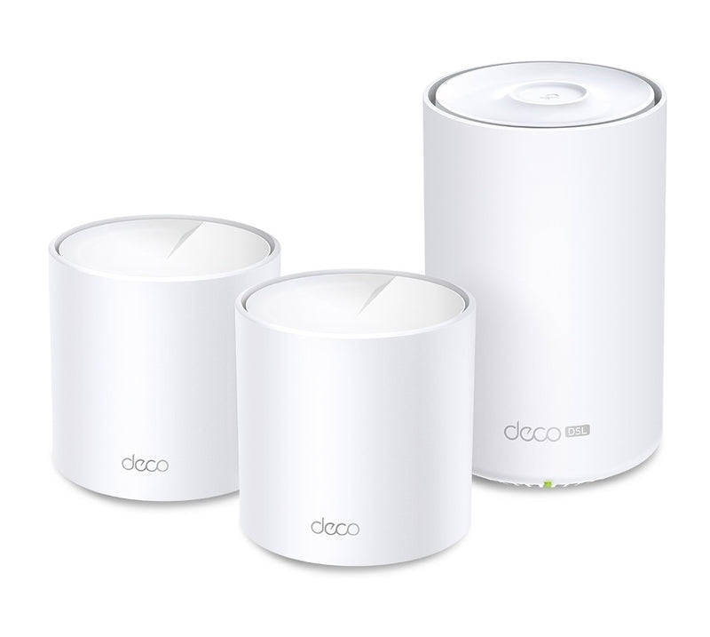 TP-Link Deco X50-DSL(3-pack) AX3000 VDSL Whole Home Mesh WiFi 6 Router, 574 Mbps at 2.4 GHz + 2402 Mbps at 5 GHz, VDSL Profile 35b 350/60 Mbps