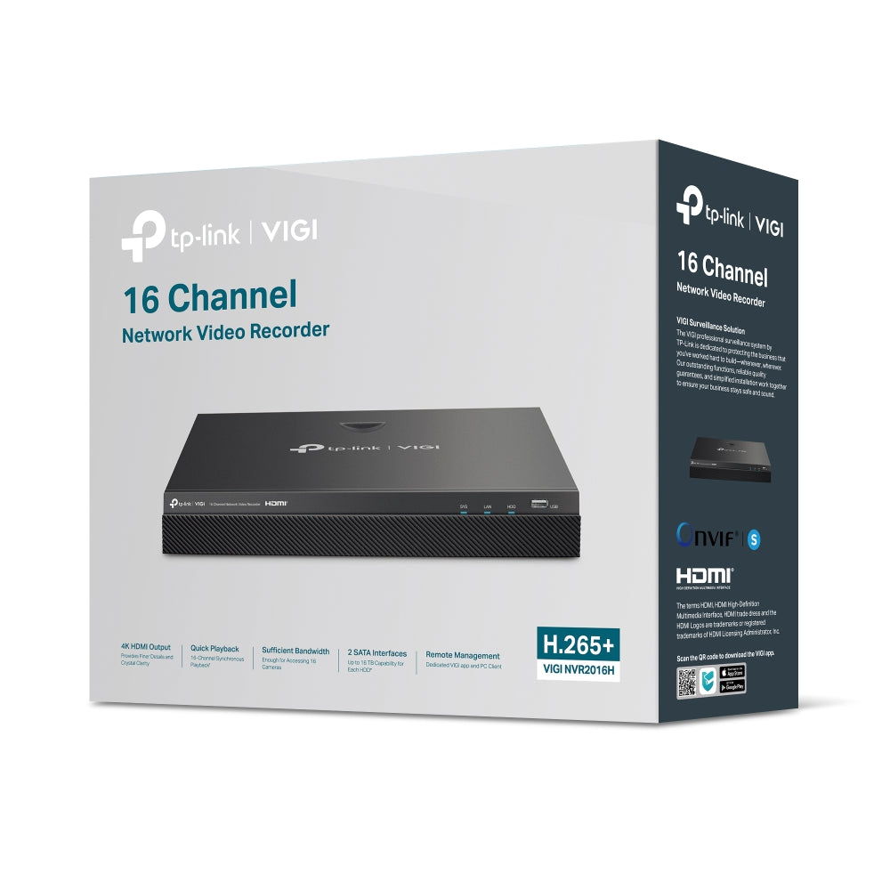 TP-Link VIGI NVR2016H 16 Channel Network Video Recorder, 4K Out, 16MP ...