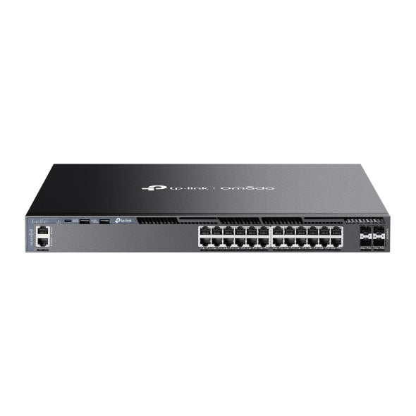 TP-Link SG6428X Omada 24-Port Gigabit Stackable L3 Managed Switch with 4 10GE SFP+ Slots, 24Ã— Gigabit RJ45 Ports, 4Ã— 10G SFP+ Slots, RJ45/Type C USB C