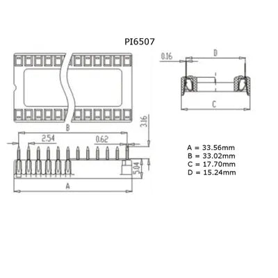 28 Pin Production (Low Cost) IC Socket 600mil