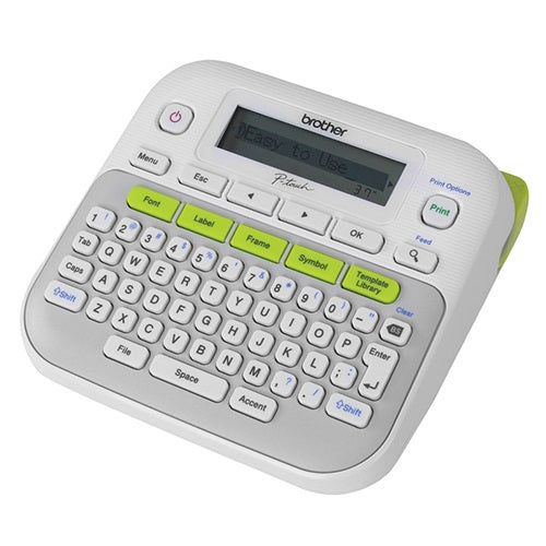 Brother PT-D210 GRAY/WHITE ACCENT GREEN DESKTOP LABELLER - 3.5-12MM TZE TAPE MODEL 3