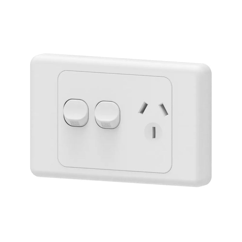 Mains 10A Horizontal Single Powerpoint with Extra Switch