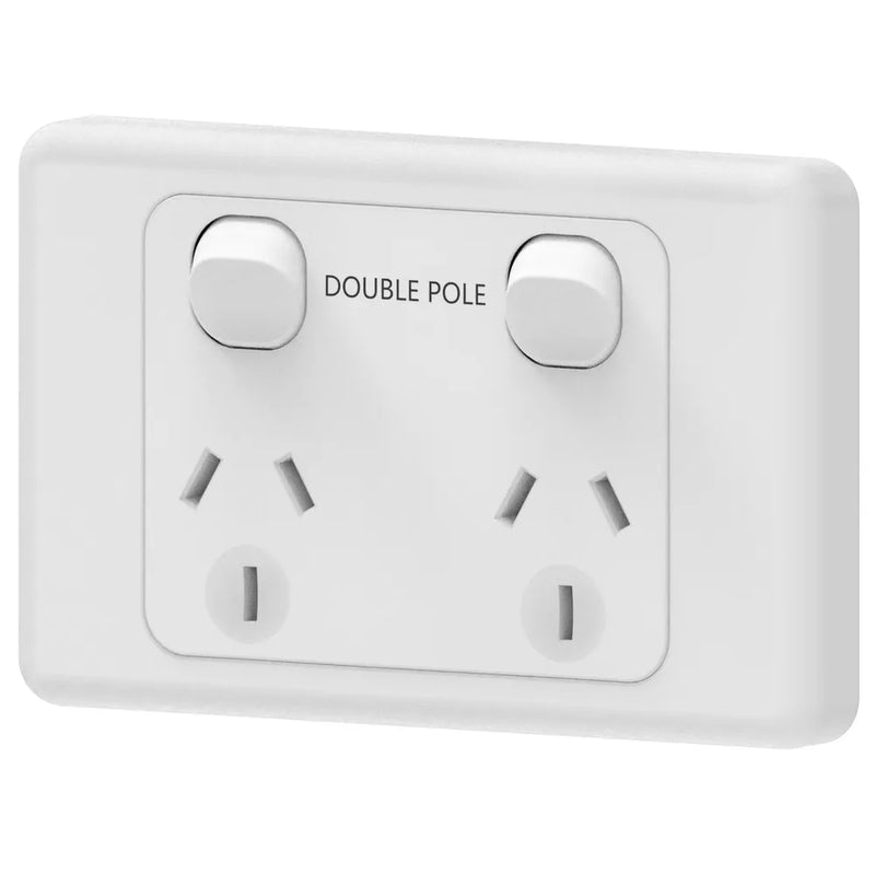 Mains 15A Horizontal Double Powerpoints Double Pole