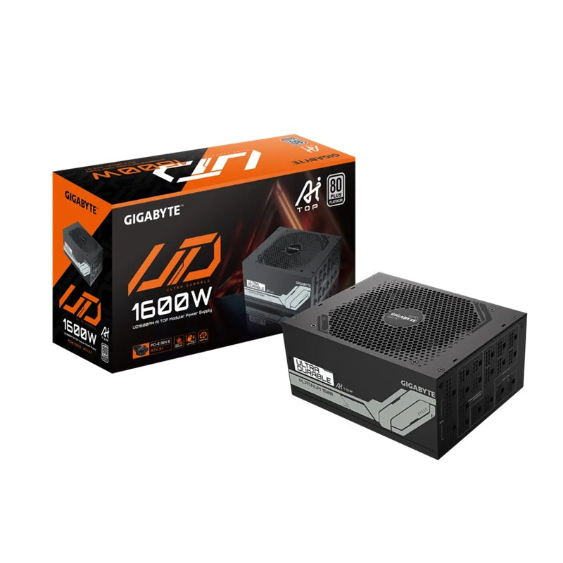 (LS) Gigabyte GP-UD1600PM PG5 AI TOP Power Supply, 1600W,  ATX12V,   80 PLUS Platinum Fan,  Type 140mm Double Ball Bearing fan >100,000 hours, 3 years