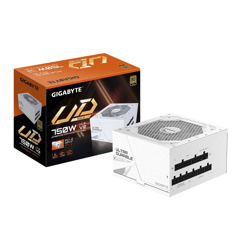(LS) Gigabyte UD750GM ICE PG5 750W ATX PSU Power Supply  80+ Gold >90%  Black Flat Cables Single +12V Rail Japanese  >100K Hrs (NEW)