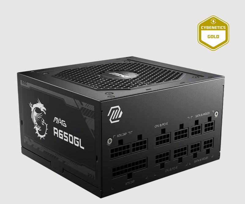 MSI MAG A650GL 650W Power Supply, 80 PLUS Gold, up to 90% Efficiency, Active PFC, OCP / OVP / OPP / OTP / SCP / UVP