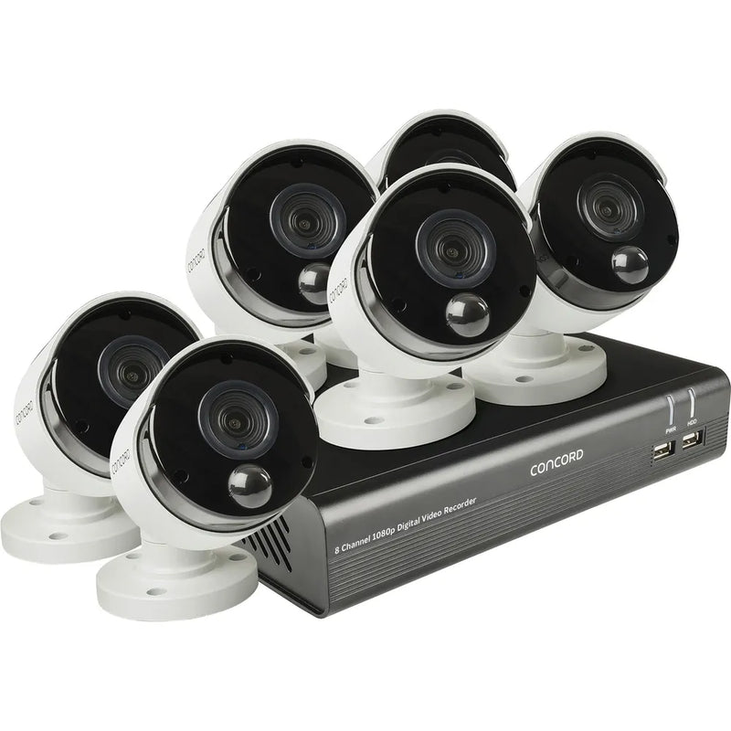 Concord 8CH 1080p AHD DVR Kit with 6 x 1080p PIR Bullet Cameras v2