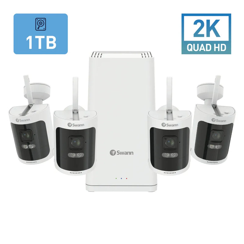 Swann 2K Wi-Fi NVR base with 4 x 2K Battery Powered Cameras SWNVK-650KH4
