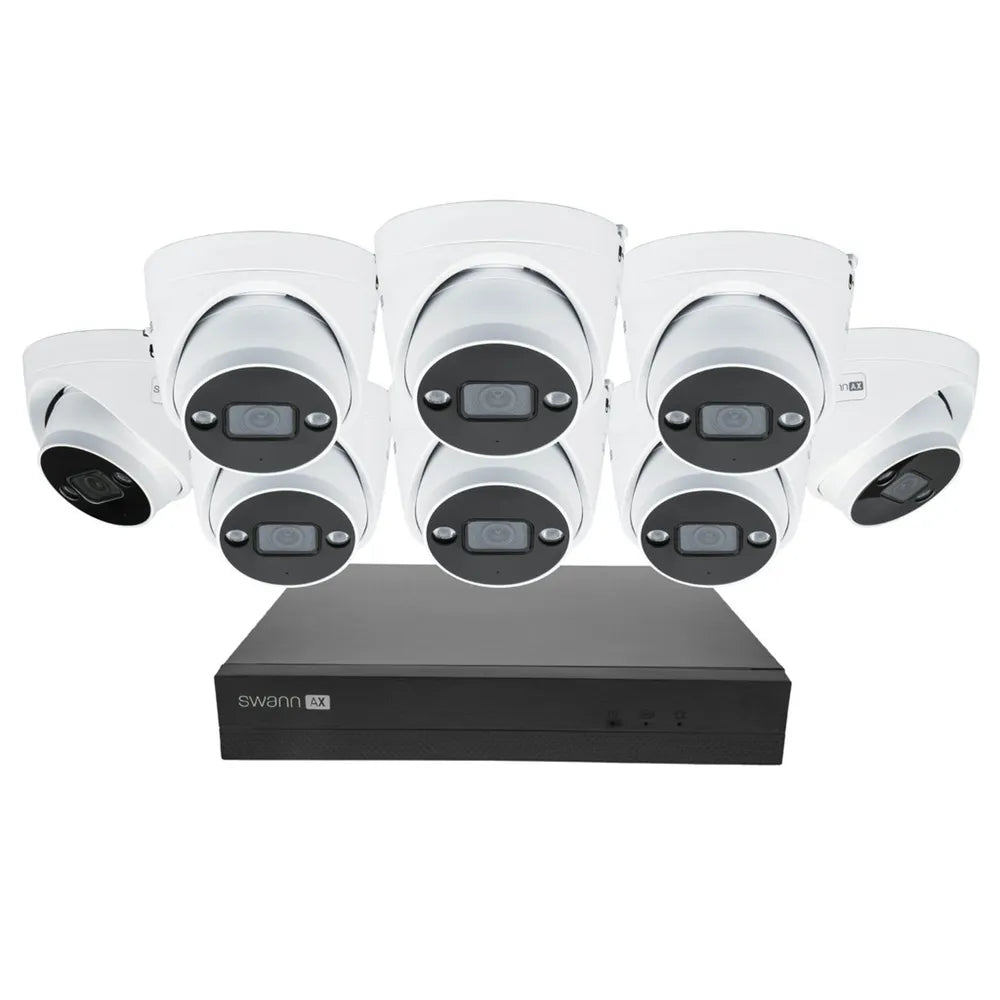 Swann 8Ch 4K NVR Kit 24/7 Recording with 8 x 4K Dome Spot Cameras IP66 ...