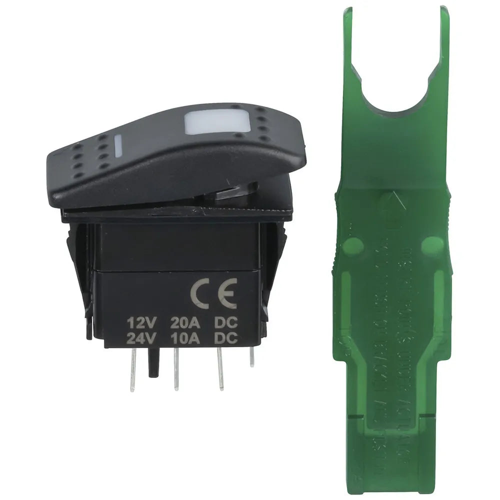 SPDT Dual Illuminated Rocker Switch with Labels and Interchangeable Co ...