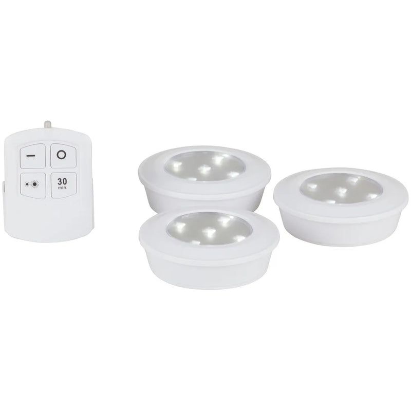 Remote Controlled LED Puck Light Triple Pack — Universal Electronics