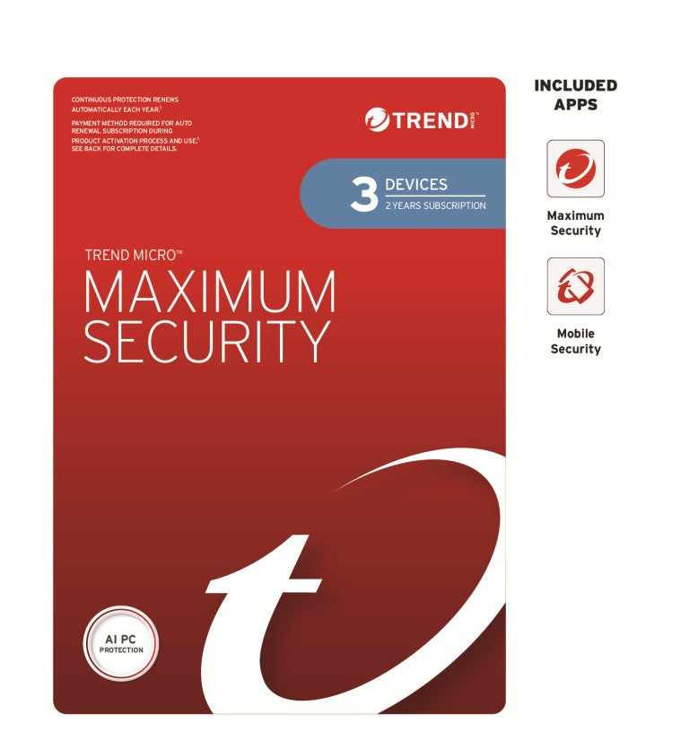 Trend Micro Maximum Security (3 Devices) 2 Year Retail Mini Box Auto R ...