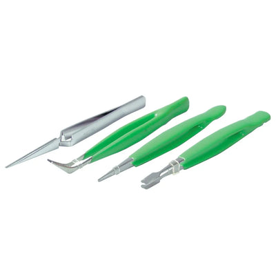 4-Piece Stainless Steel Tweezer Set – Assorted Precision Tips For Jewelry, Electronics, Crafts