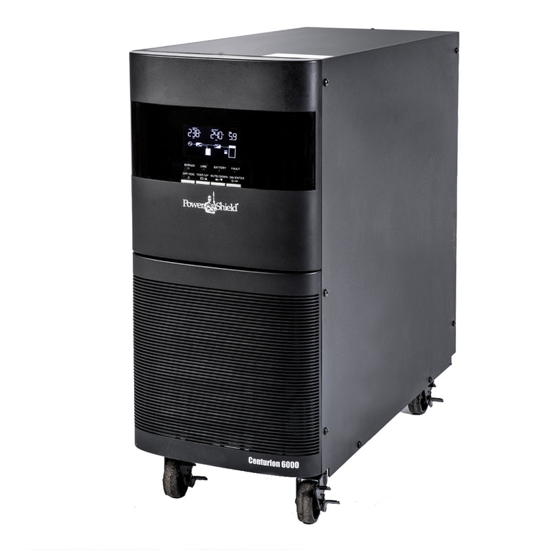 PowerShield Centurion Tower UPS 6000VA/6000W, Hard wired terminal input / outputt, 10A, C13  x 2, hot-swappable batteries, 2-year