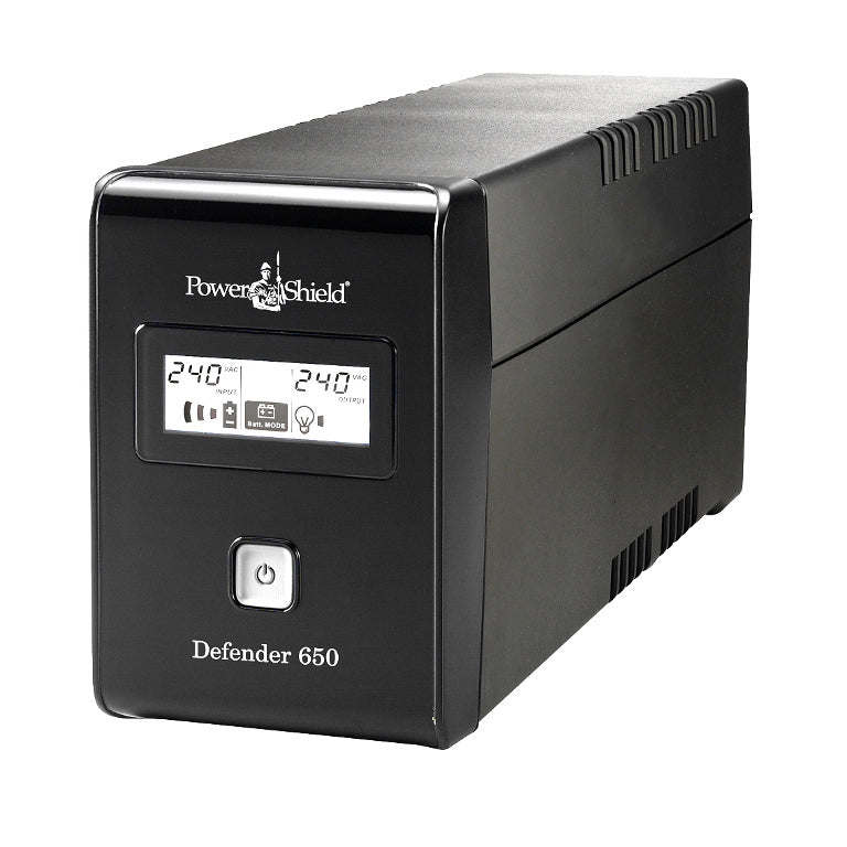 PowerShield Defender 650VA/390W UPS, AVR, LCD display, 2 AU outlets, user-replaceable batteries, 2-year