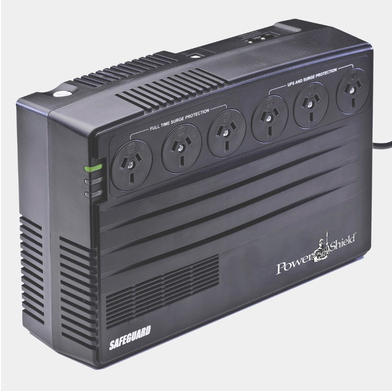 PowerShield SafeGuard 750VA/450W Line Interactive UPS, AVR, surge protection, 6 AUS sockets, wall mountable, 2-year