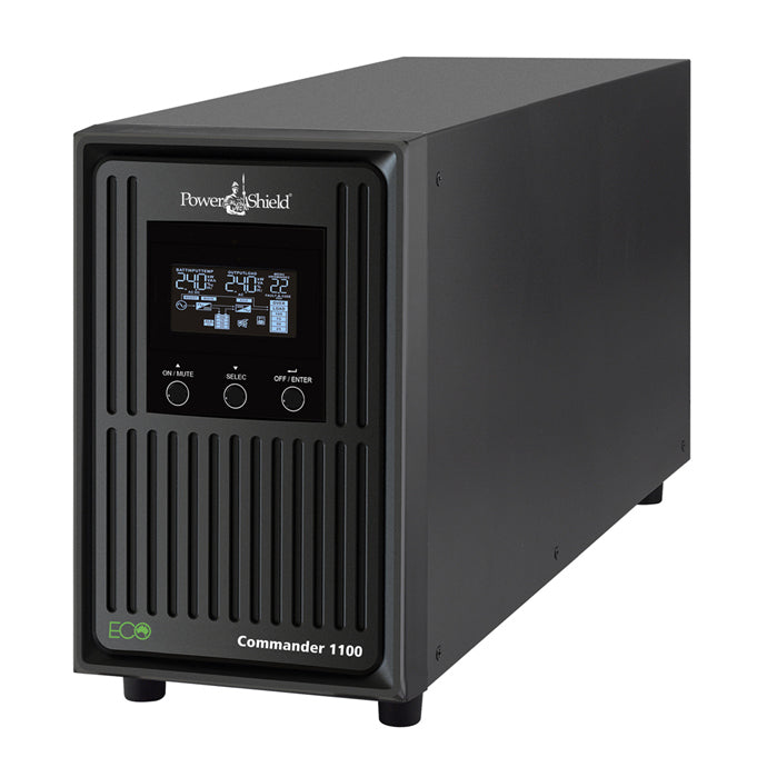 PowerShield Commander 1100VA/990W - 10Amp, Line Interactive Pure Sine Wave Tower UPS with AVR, 2 AUS sockets, 10A, C13 x 3, 2-year