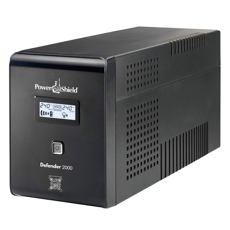 PowerShield Defender 2000VA/1200W UPS, AVR, LCD display, 6 AUS sockets, user-replaceable batteries, 2-year