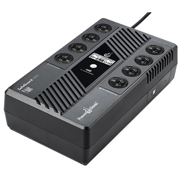 PowerShield SafeGuard 1000VA/600W Line Interactive, Powerboard Style UPS with AVR, 8 AUS sockets, wall mountable, 2-year