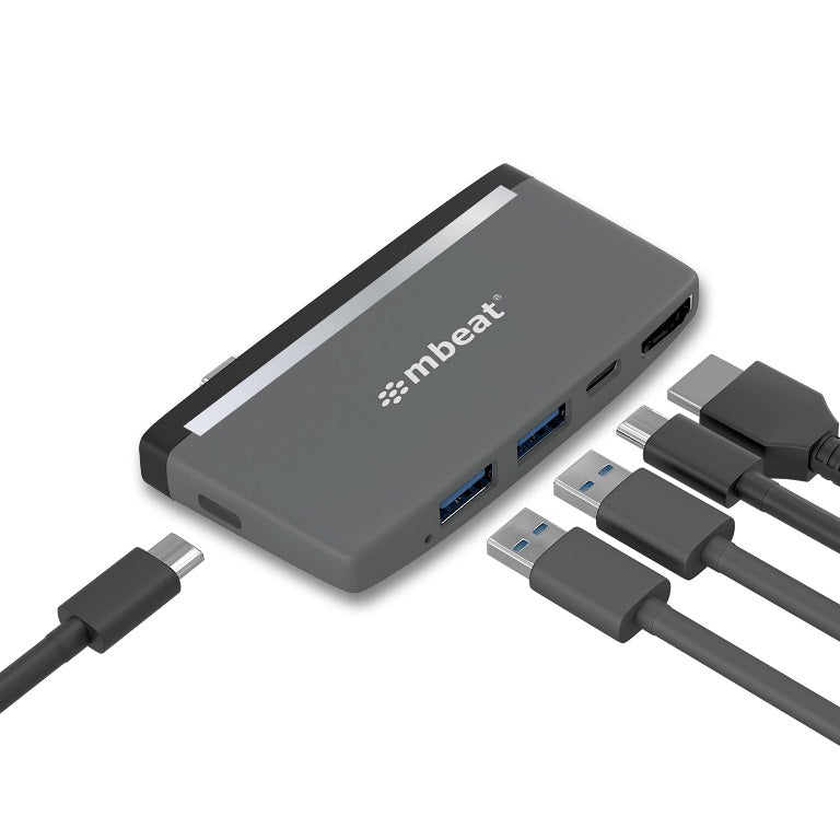 (LS) mbeatÂ® EssentialÂ ProÂ  5-IN-1 USB- C Hub (4k HDMI Video, USB-C PD Pass Through Charging, USB 3.0 x 2, USB-C x 1) USB 3.0 Speed: Up to 5Gbps