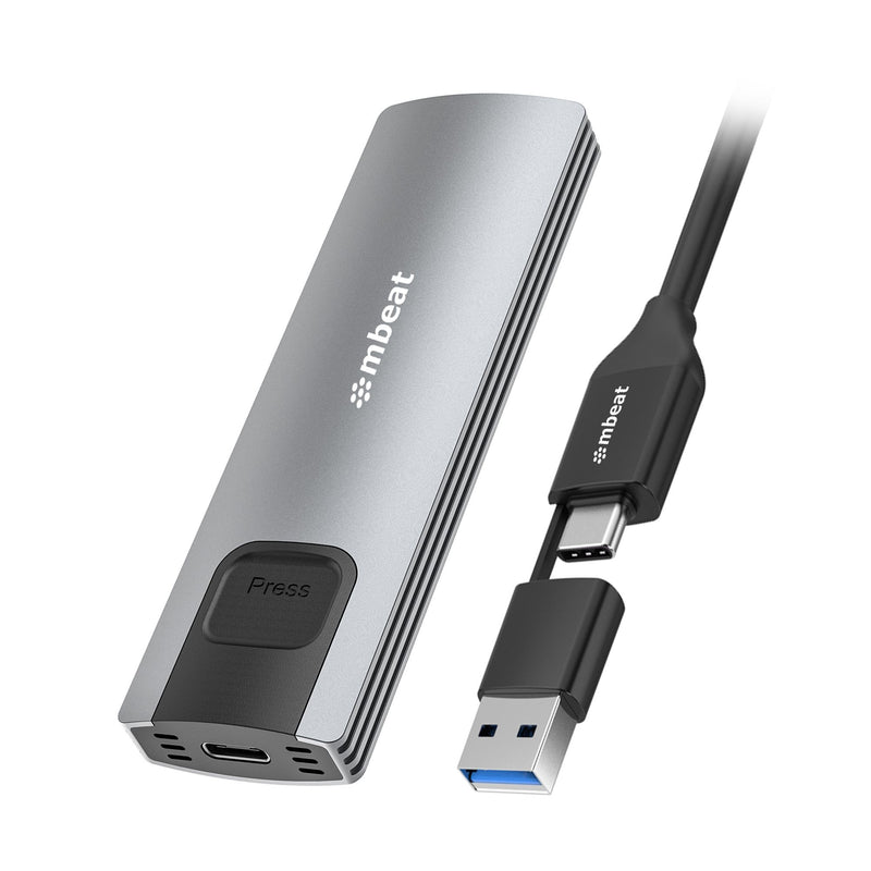 mbeatÂ® 10Gbps M.2 NVMe SATA SSD Enclosure  Easily install  Versatile Storage Options up to 4TB USB Connectivity with 2-in-1 Cable Package Weight: 102g