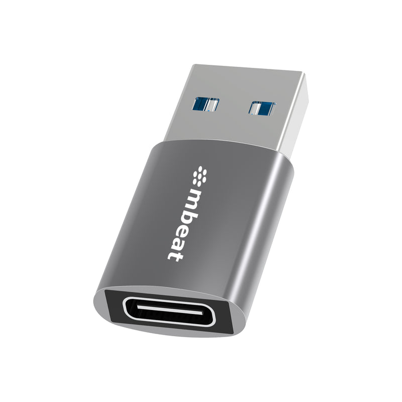 mbeatÂ® Elite USB 3.0 (Male) to USB-C (Female) Adapter -  Converts USB-C device to Any Computers, Laptops with USB-A port, USB 3.0 5Gbps - Space Grey