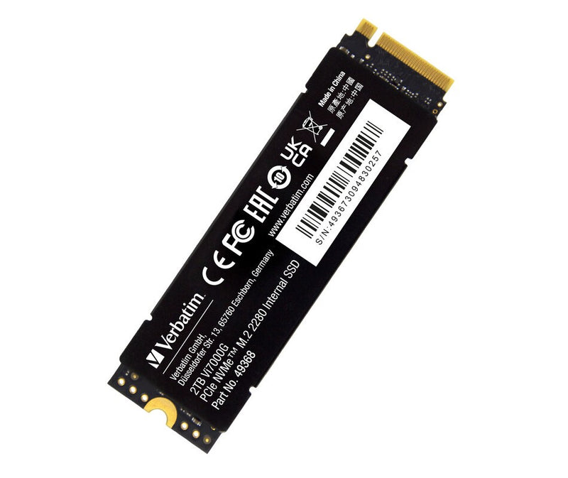 Verbatim 2TB Vi7000 PCIe Gen4 NVMe M.2 2280 Internal SSD 7000MB/s Read 6500MB/s Write, 2-year Limited