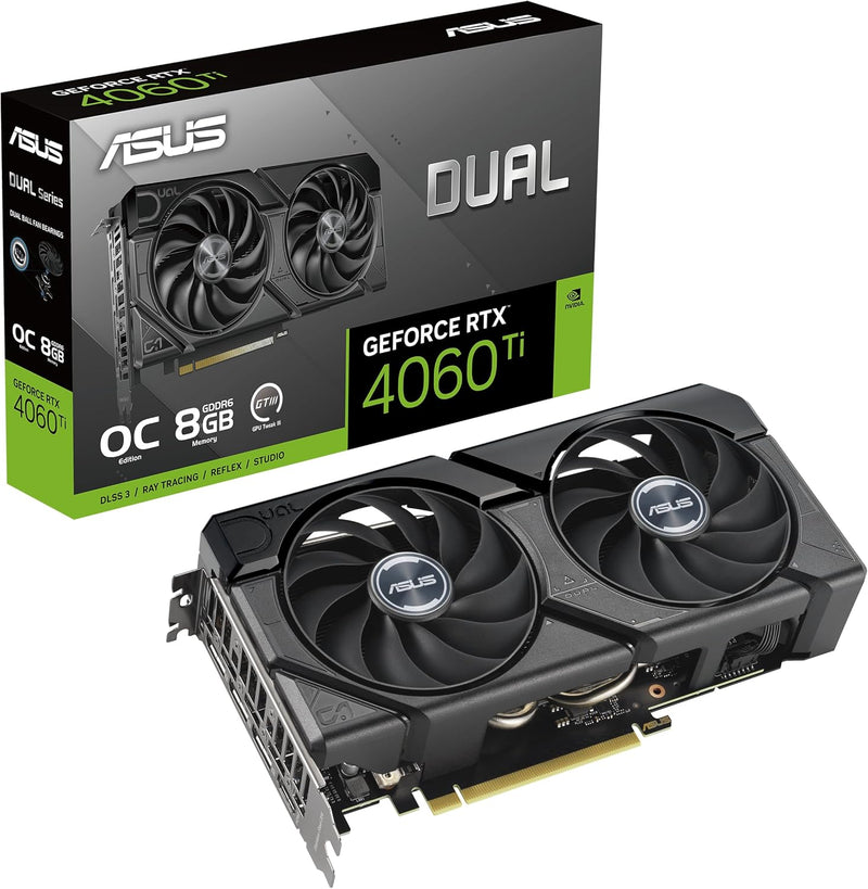 ASUS nVidia GeForce DUAL-RTX4060TI-8G-EVO RTX 4060 Ti EVO OC Edition 8GB GDDR6 is designed for broad compatibility with Axial-tech fan design