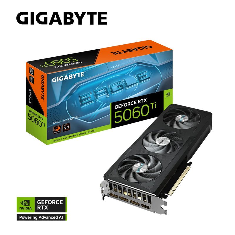 Gigabyte GeForce RTXâ„¢ 5060 Ti EAGLE MAX OC 16G, 2617 MHz, CUDA 4608, 28 Gbps, GDDR7, 128 bit, PCI-E 5.0, PSU 650W, DisplayPort 2.1b *3 HDMI 2.1b *1