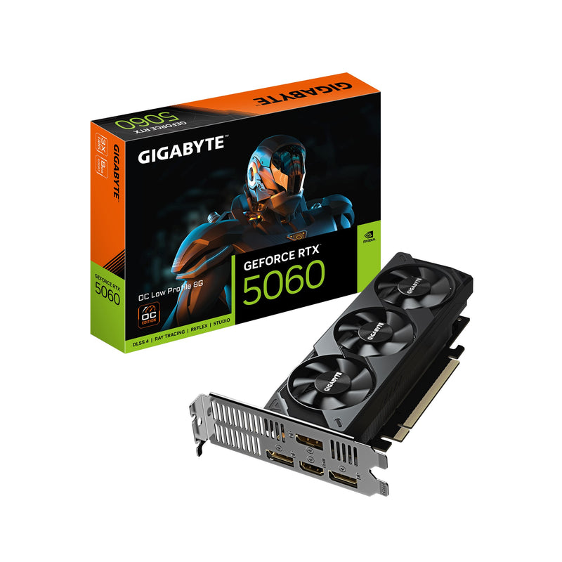 Gigabyte GeForce RTXâ„¢ 5060 OC Low Profile 8G, 2512 MHz, CUDA 3840, 28 Gbps, GDDR7, 128 bit, PCI-E 5.0, PSU 450W, DisplayPort 1.4a *1 HDMI 2.1b x1