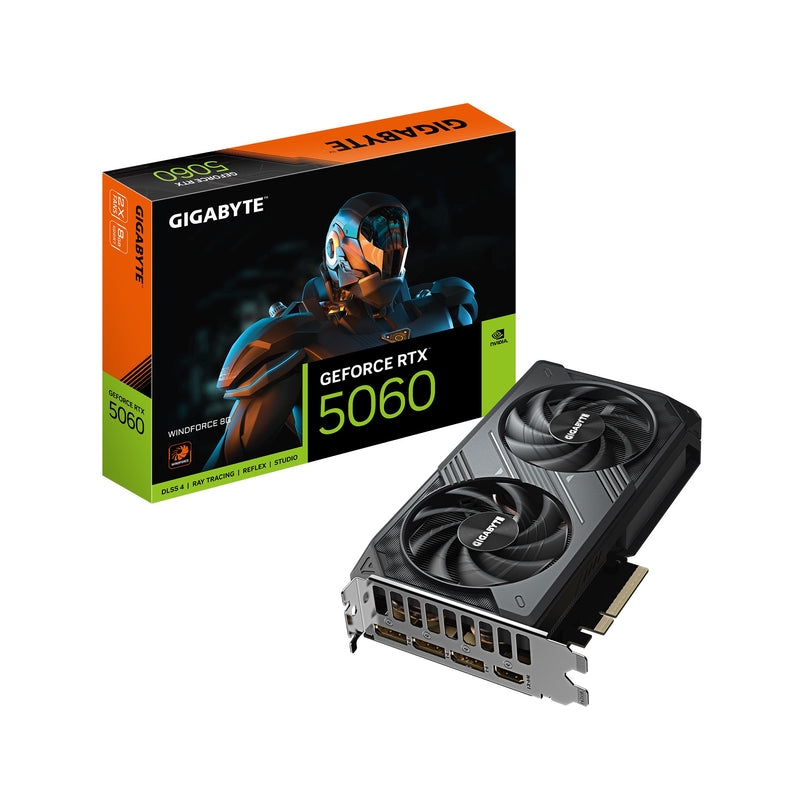 Gigabyte GeForce RTXâ„¢ 5060 WINDFORCE 8G, 2497MHz, CUDA 3840, 28 Gbps, GDDR7, 128 bit, PCI-E 5.0, PSU 450W, DisplayPort 2.1b *3 HDMI 2.1b x1